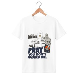 White cotton basketball t-shirt by Icestork featuring a muscular player holding a ball next to the text 