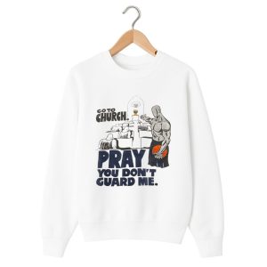 White cotton basketball sweatshirt by Icestork featuring a muscular player holding a ball next to the text 