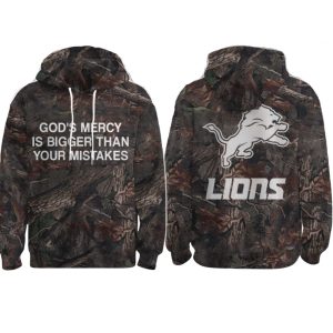God's Mercy Is Bigger Than Your Mistakes Lions Camo Hoodie