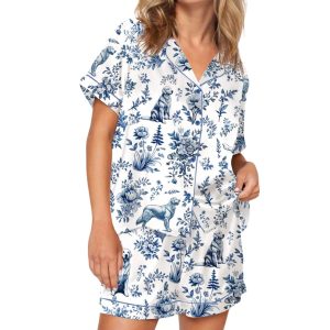 Golden Retriever French Toile Silky Satin Pajama Set 3