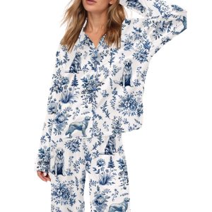 Golden Retriever French Toile Silky Satin Pajama Set
