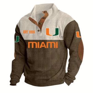 Hurricanes Football EST 1926 Stand Up Collar Sweatshirt 3