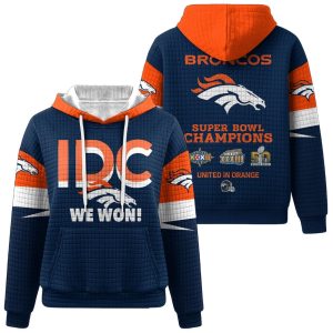 IDC We Won Broncos SB Champions Waffle Hoodie 2