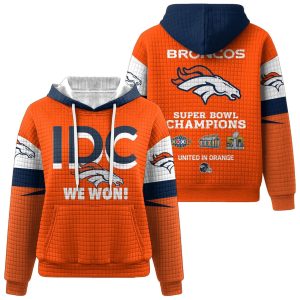 IDC We Won Broncos SB Champions Waffle Hoodie