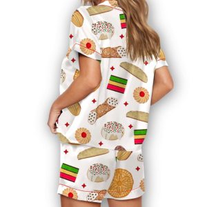 Italian Cookies Desserts Silky Satin Pajama Set 1
