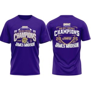 JMU 2025 Sun Belt Football Conference Champions T Shirt 1