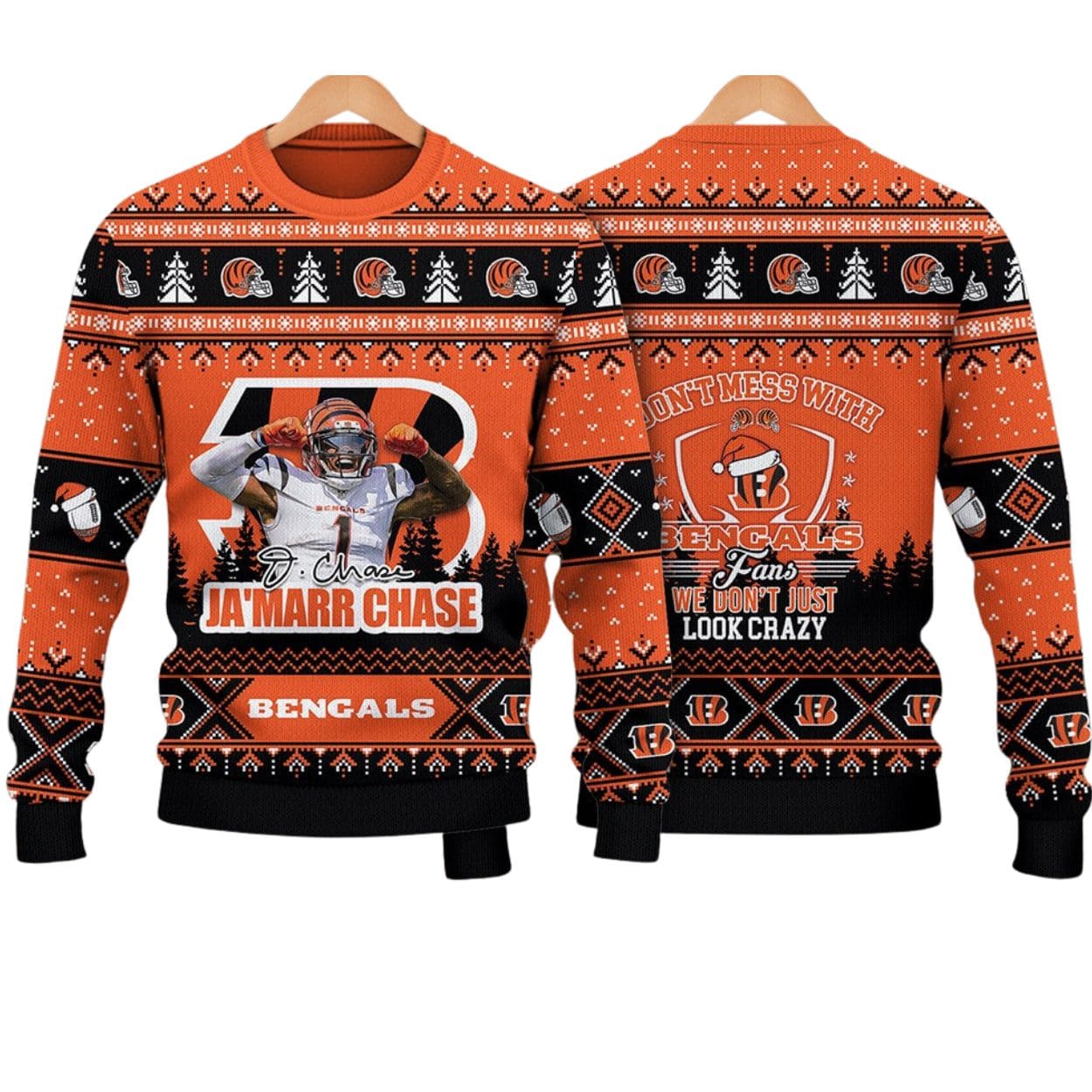 Ja'Marr Chase Don't Mess With Bengals Fan Christmas Ugly Sweater Ja'Marr Chase Don't Mess With Bengals Fan Christmas Ugly Sweater