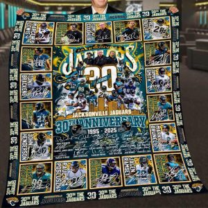 Jacksonville Jaguars 30th Anniversary 1995 2025 Thank You Fleece Blanket 1