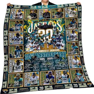 Jacksonville Jaguars 30th Anniversary 1995 2025 Thank You Fleece Blanket