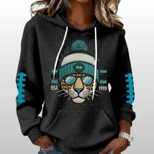 Jaguars Football EST 1995 Print Waffle Fabric Hoodie 1