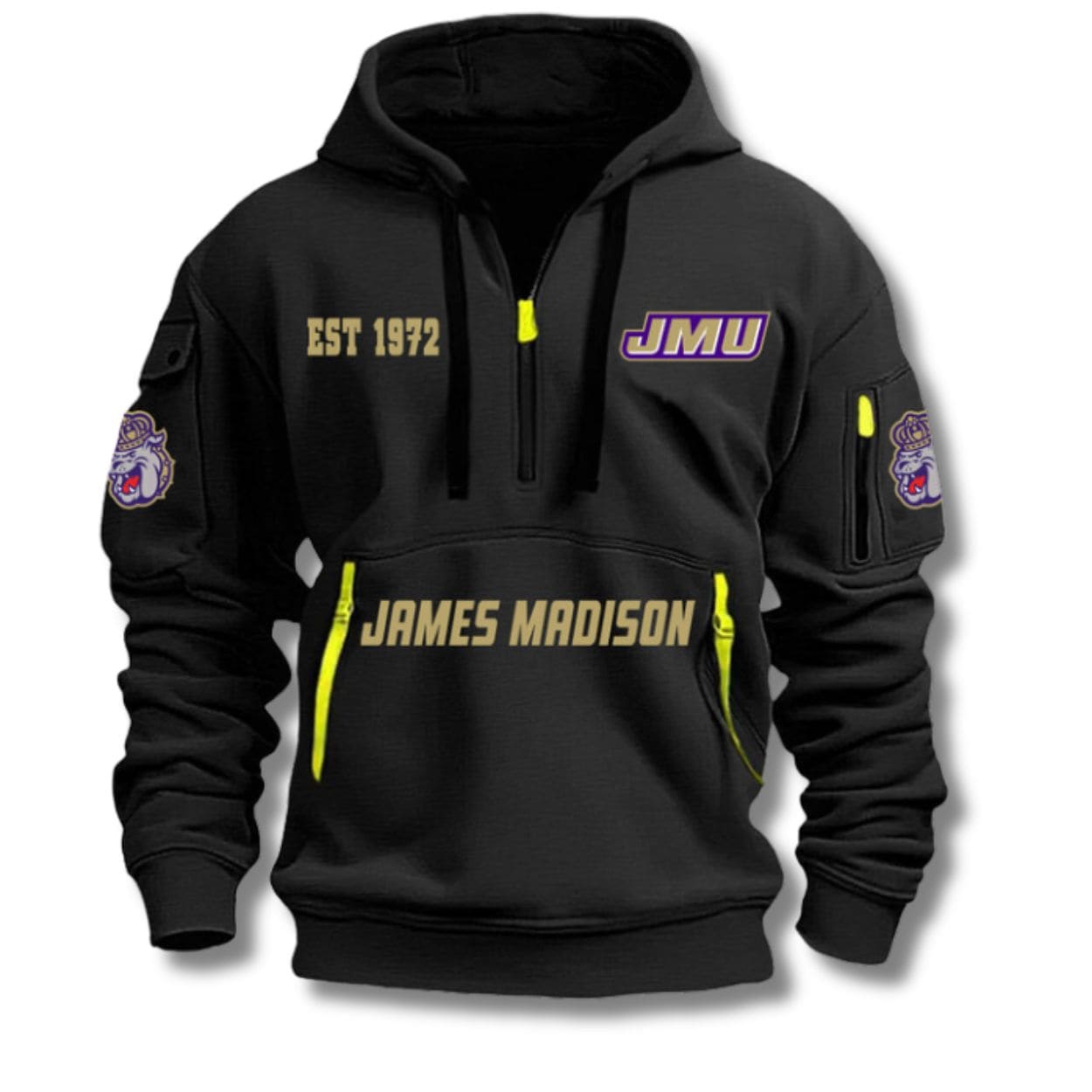 James Madison Football EST 1972 Quarter Zip Hoodie James Madison Football EST 1972 Quarter Zip Hoodie