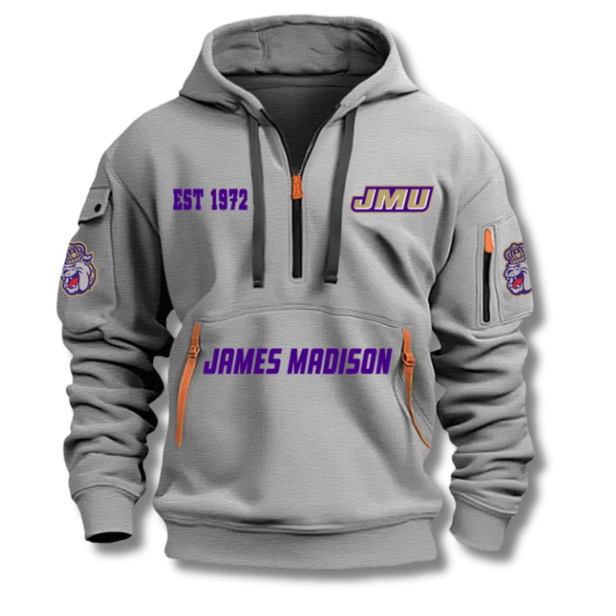 James Madison Football EST 1972 Quarter Zip Hoodie James Madison Football EST 1972 Quarter Zip Hoodie