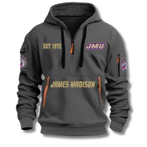 James Madison Football EST 1972 Quarter Zip Hoodie 1 James Madison Football EST 1972 Quarter Zip Hoodie 4