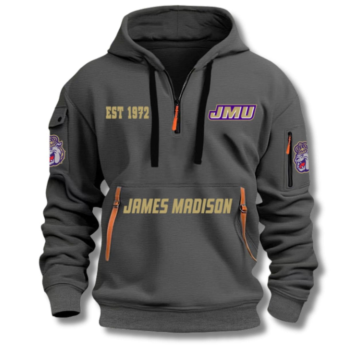 James Madison Football EST 1972 Quarter Zip Hoodie James Madison Football EST 1972 Quarter Zip Hoodie