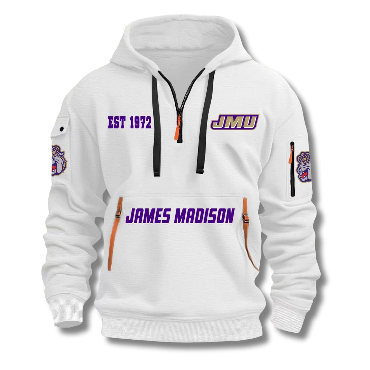 James Madison Football EST 1972 Quarter Zip Hoodie James Madison Football EST 1972 Quarter Zip Hoodie