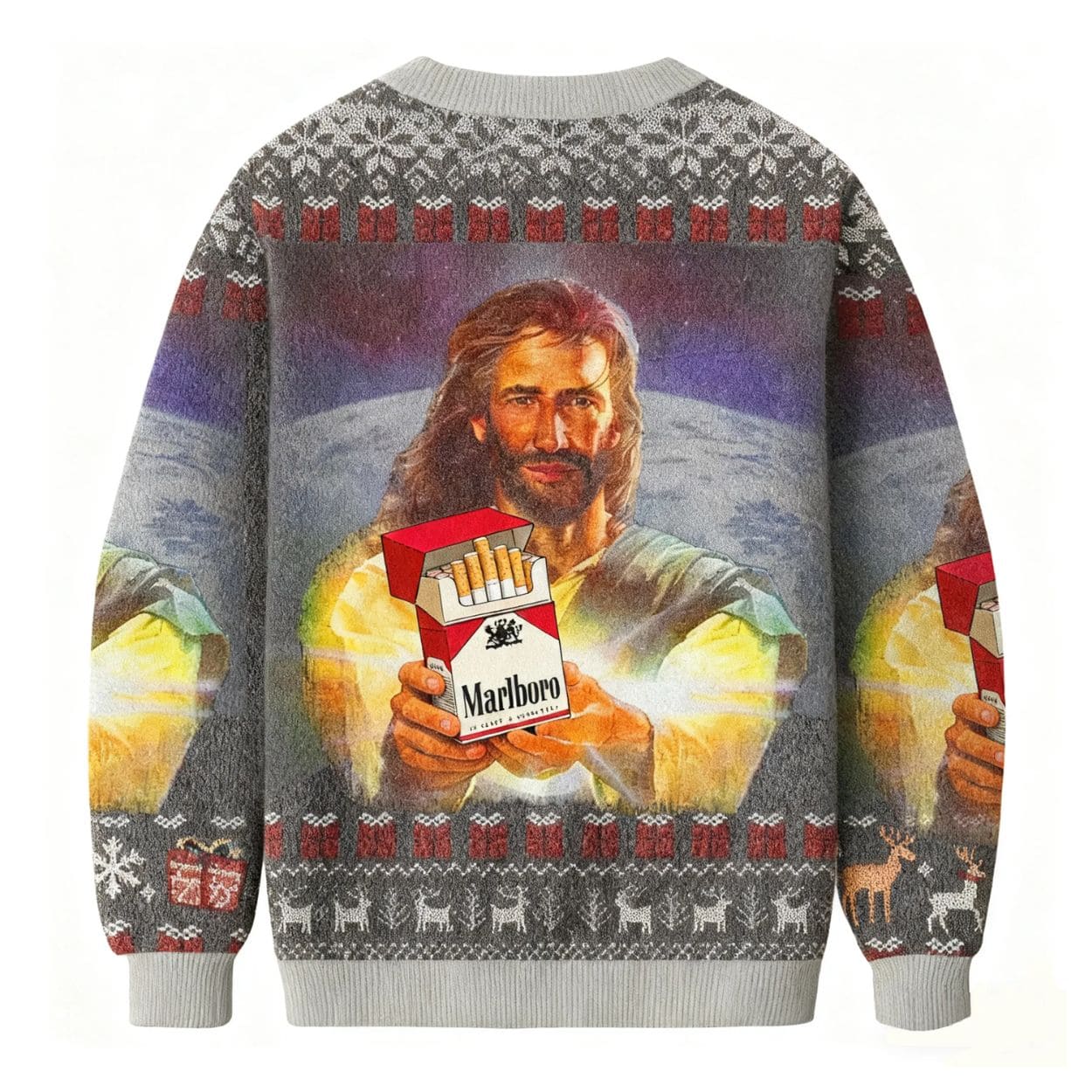 Jesus Marlboro Funny Christmas Ugly Sweater Jesus Marlboro Funny Christmas Ugly Sweater