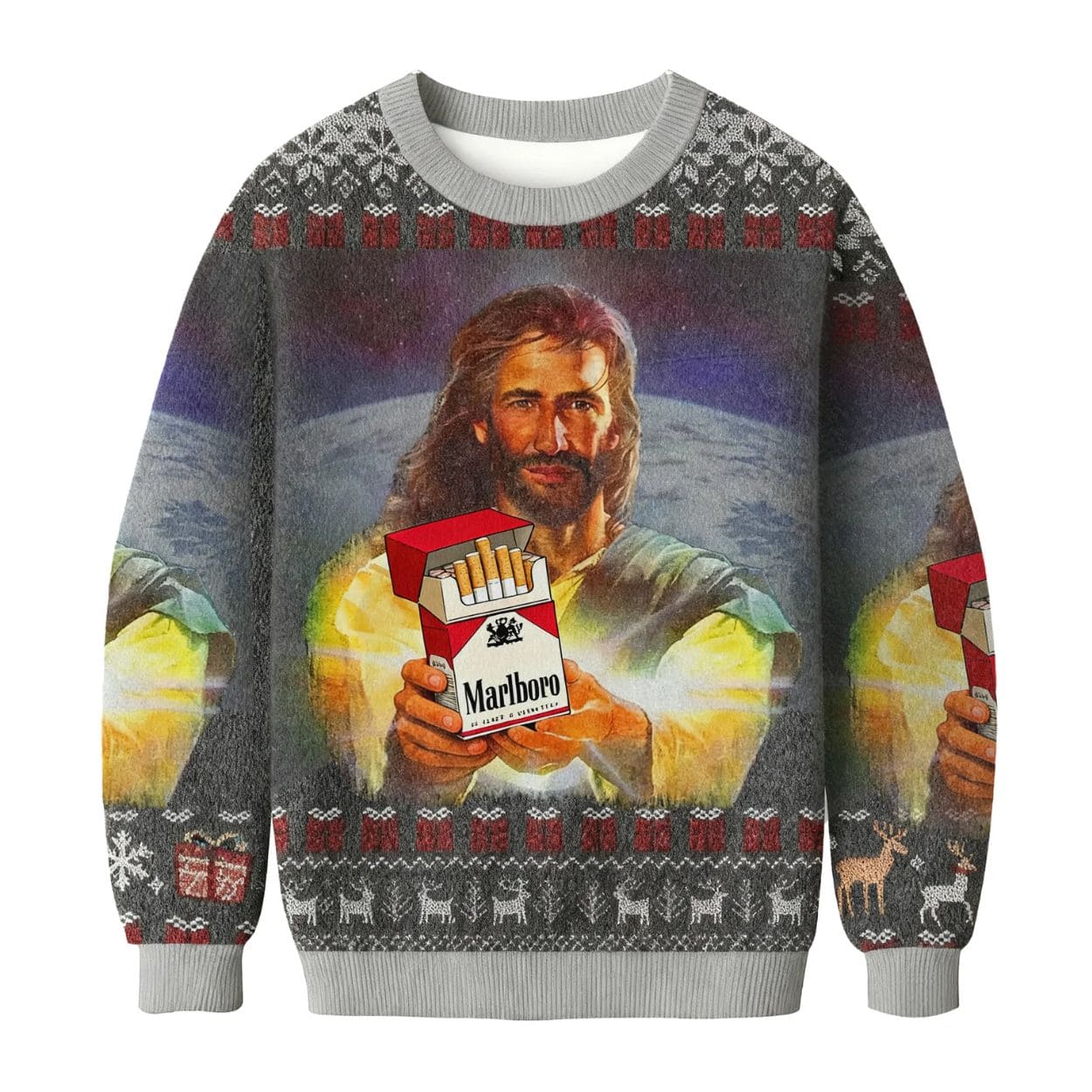 Jesus Marlboro Funny Christmas Ugly Sweater Jesus Marlboro Funny Christmas Ugly Sweater
