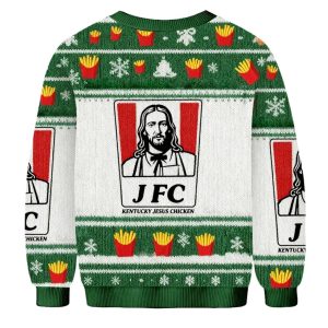 Jfc Kentucky Jesus Chicken Christmas Ugly Sweater 2 Jfc Kentucky Jesus Chicken Christmas Ugly Sweater 1