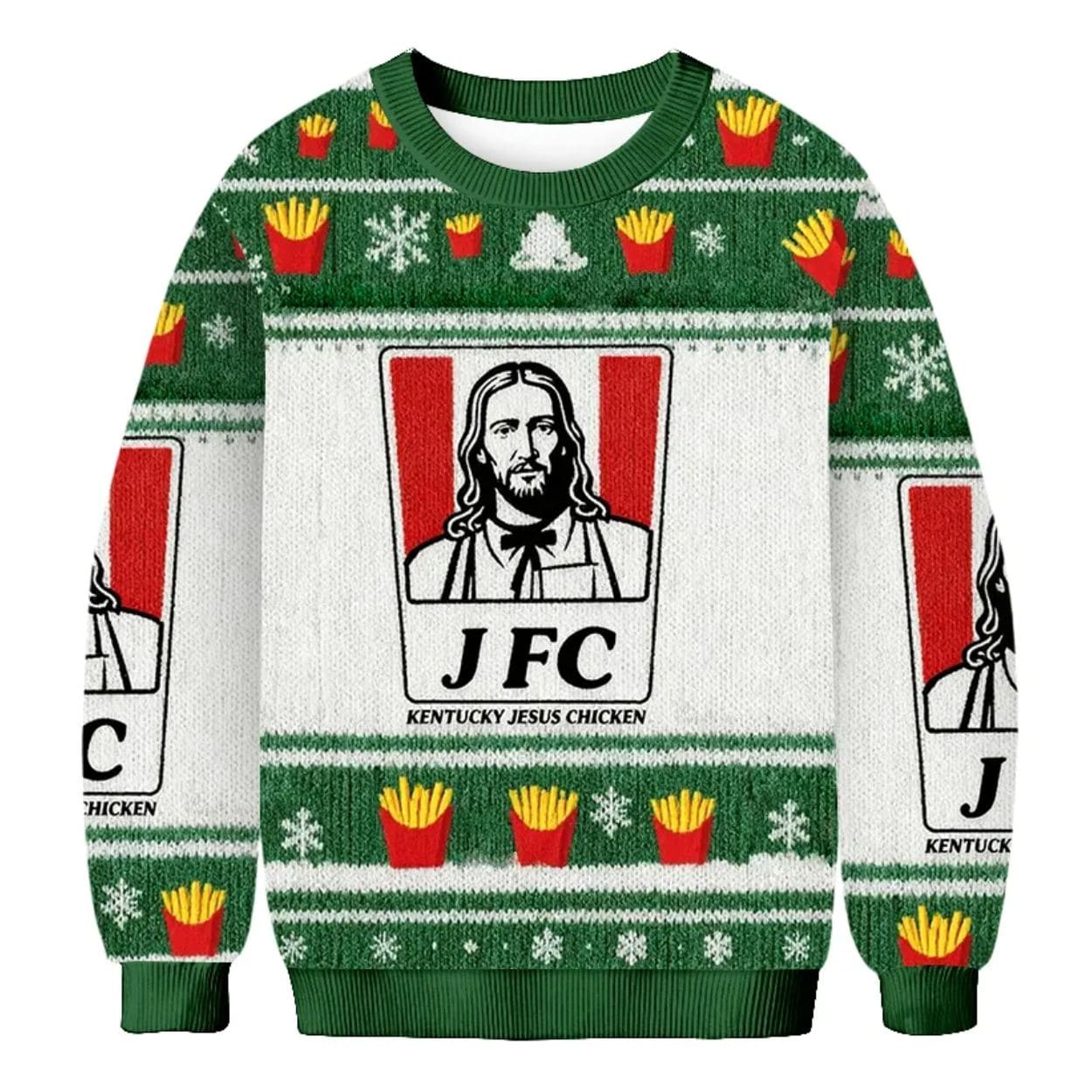 Jfc Kentucky Jesus Chicken Christmas Ugly Sweater Jfc Kentucky Jesus Chicken Christmas Ugly Sweater