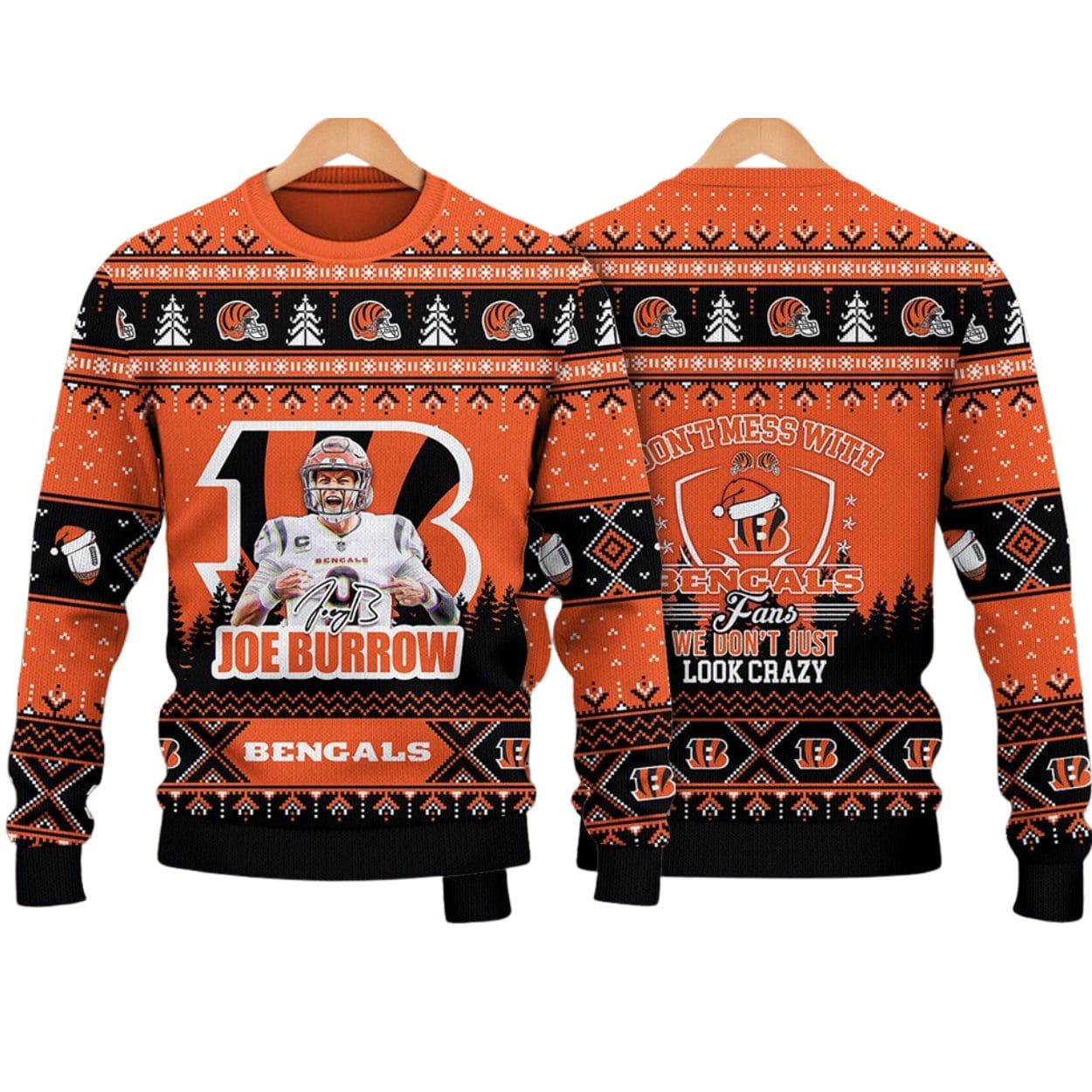 Joe Burrow Don't Mess With Bengals Fan Christmas Ugly Sweater Joe Burrow Don't Mess With Bengals Fan Christmas Ugly Sweater