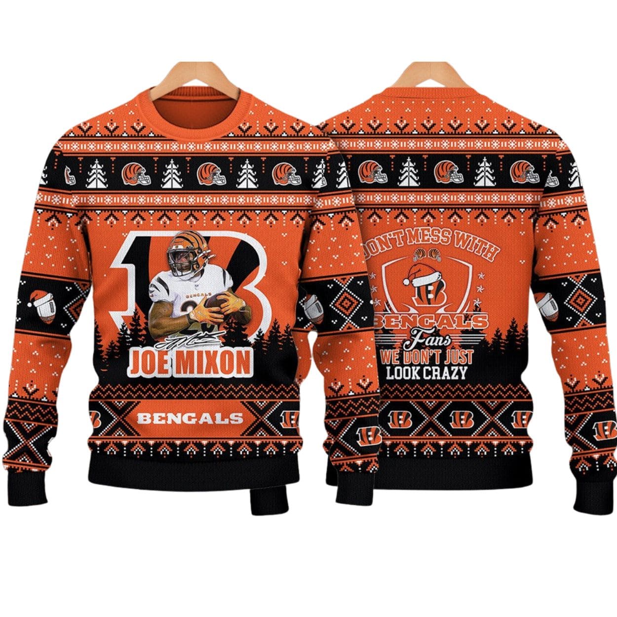 Joe Mixon Don't Mess With Bengals Fan Christmas Ugly Sweater Joe Mixon Don't Mess With Bengals Fan Christmas Ugly Sweater