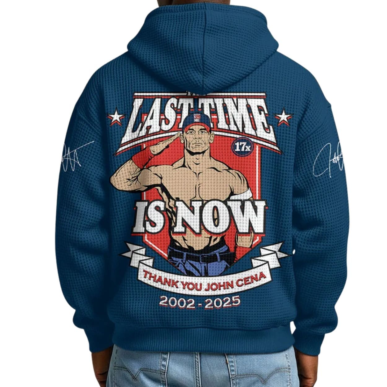 John Cena Thank You John Cena 2002-2025 Waffle Hoodie John Cena Thank You John Cena 2002-2025 Waffle Hoodie