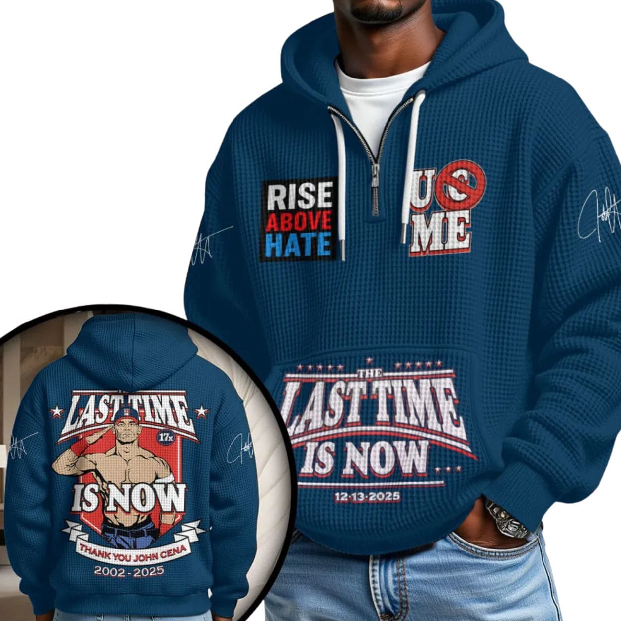 John Cena Thank You John Cena 2002 2025 Waffle Hoodie John Cena Thank You John Cena 2002 2025 Waffle Hoodie