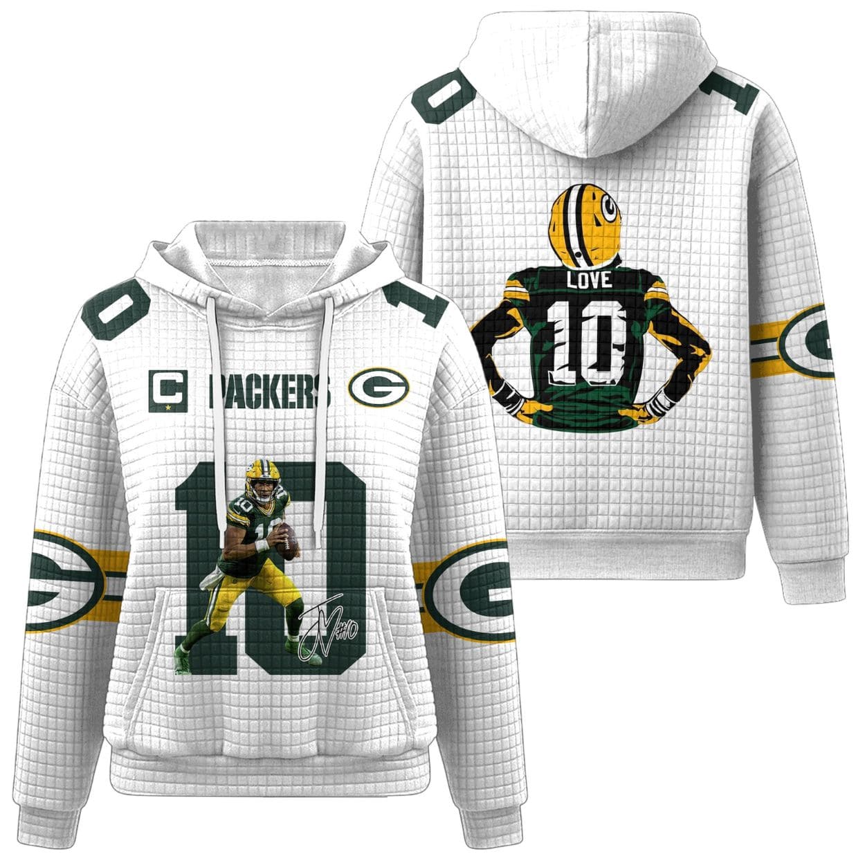 Jordan Love 10 Green Bay Football Waffle Hoodie 1 Jordan Love 10 Green Bay Football Waffle Hoodie 1