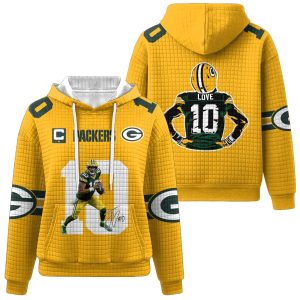 Jordan Love 10 Green Bay Football Waffle Hoodie 2 Jordan Love 10 Green Bay Football Waffle Hoodie 2