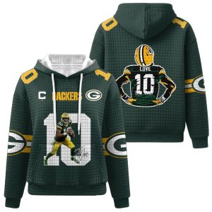 Jordan Love 10 Green Bay Football Waffle Hoodie 1 Jordan Love 10 Green Bay Football Waffle Hoodie