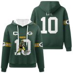 Jordan Love 10 Packers Waffle Hoodie