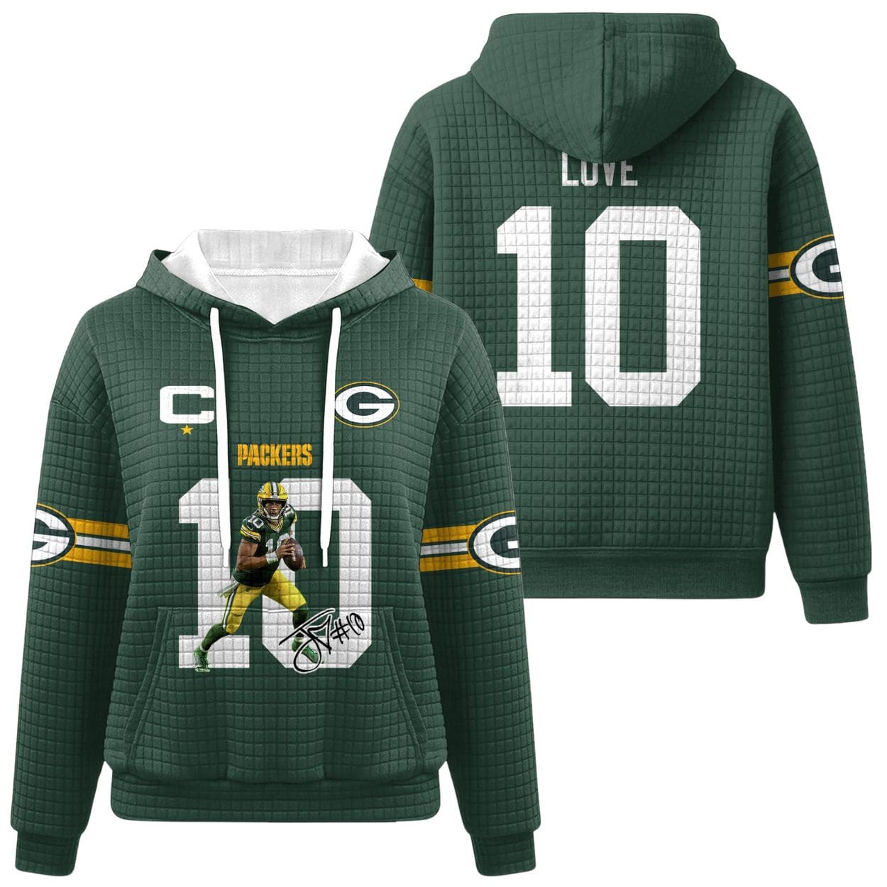 Jordan Love 10 Packers Waffle Hoodie 1 Jordan Love 10 Packers Waffle Hoodie 1
