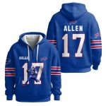 Josh Allen 17 Buffalo Football Waffle Quarter Zip Hoodie