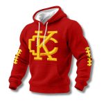 KC Chiefs Football Print Waffle Fabric Hoodie