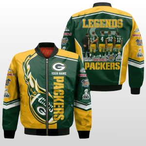 Legends Packers Starr Favre White Rodgers Championship Custom Name Jacket 1