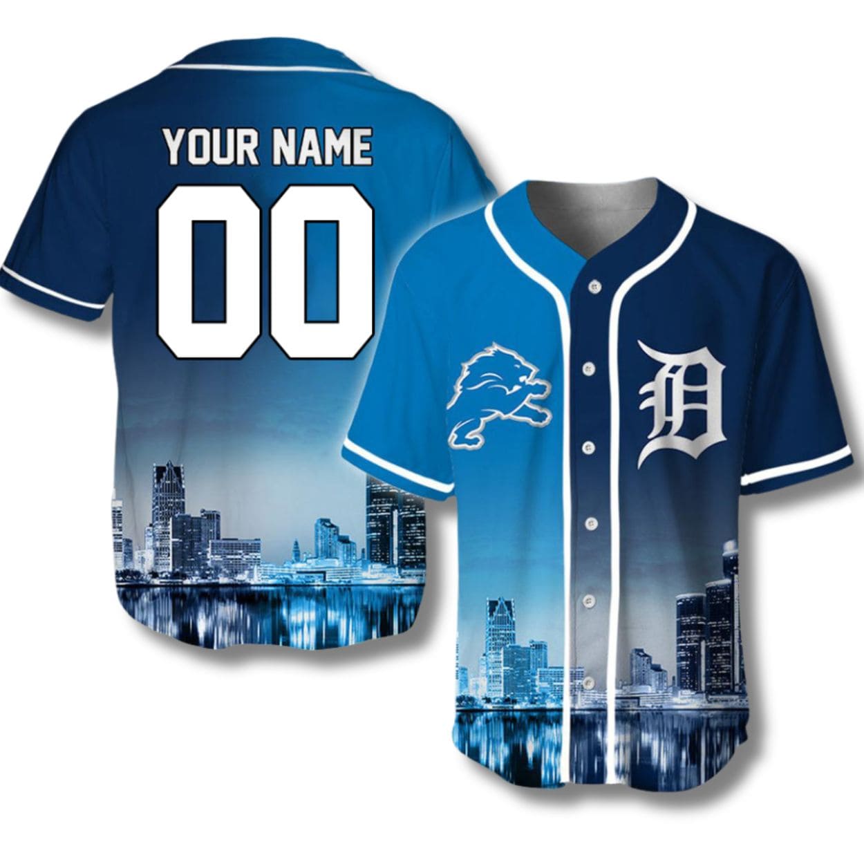 Lions x Tigers Detroit Skyline Personalized Jersey Lions x Tigers Detroit Skyline Personalized Jersey