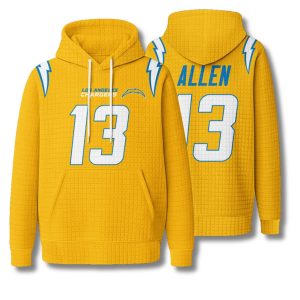 Chargers Allen 13 Waffle Hoodie 2 Los Angeles Chargers Allen 13 Waffle Hoodie 1