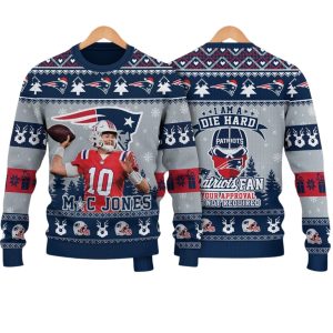 Mac Jones I Am A Die Hard Patriots Fan Christmas Ugly Sweater