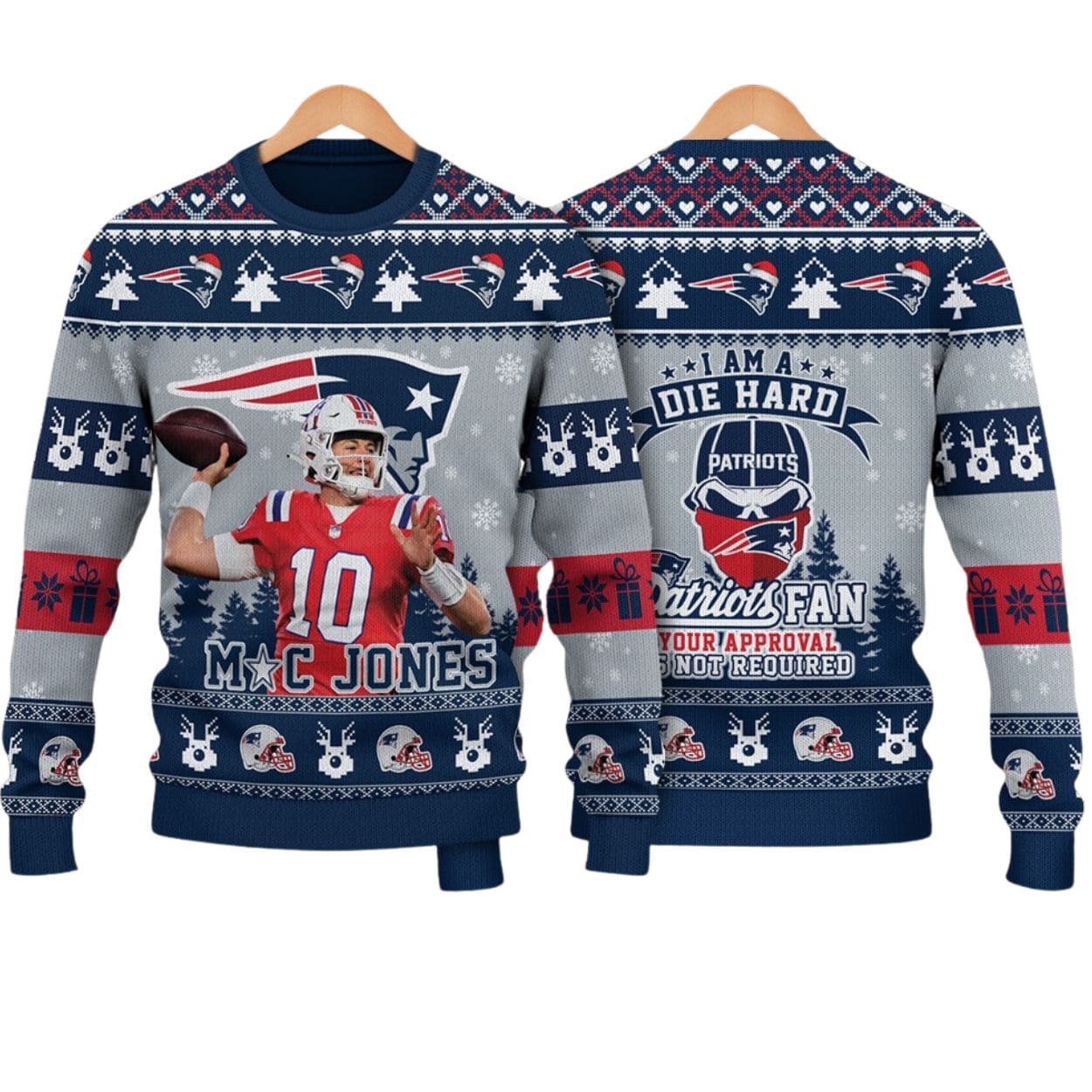 Mac Jones I Am A Die Hard Patriots Fan Christmas Ugly Sweater Mac Jones I Am A Die Hard Patriots Fan Christmas Ugly Sweater