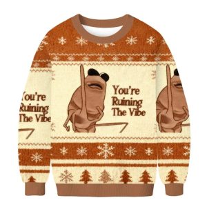 Marcus The Worm You're Ruining The Vibe Christmas Ugly Sweater 1 Marcus The Worm You're Ruining The Vibe Christmas Ugly Sweater