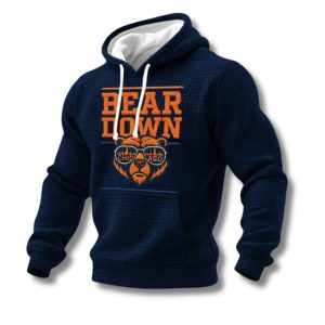 Men's Retro Good Better Best Bear Down Print Waffle Hoodie 1