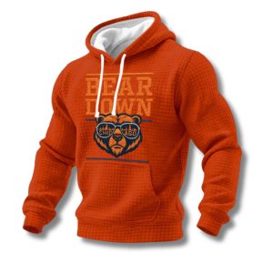 Men's Retro Good Better Best Bear Down Print Waffle Hoodie 2