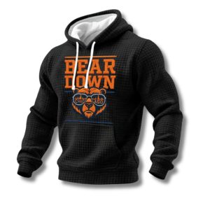 Men's Retro Good Better Best Bear Down Print Waffle Hoodie 3