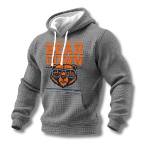 Men's Retro Good Better Best Bear Down Print Waffle Hoodie