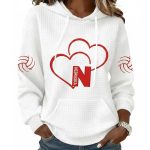 Nebraska Volleyball Heart Print Waffle Hoodie