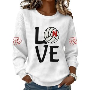 Nebraska Volleyball Love Print Waffle Sweatshirt