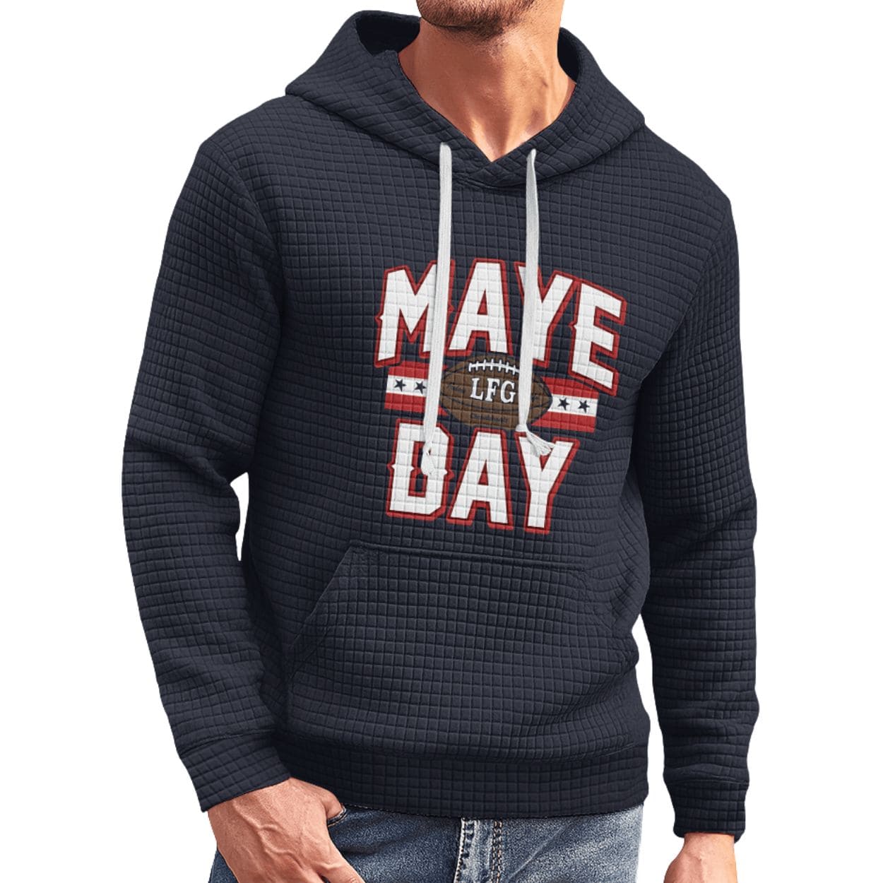 Patriots Drake Maye Maye Day Waffle Hoodie Patriots Drake Maye Maye Day Waffle Hoodie