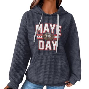 Patriots Drake Maye Maye Day Waffle Hoodie 1 New England Patriots Drake Maye Maye Day Waffle Hoodie