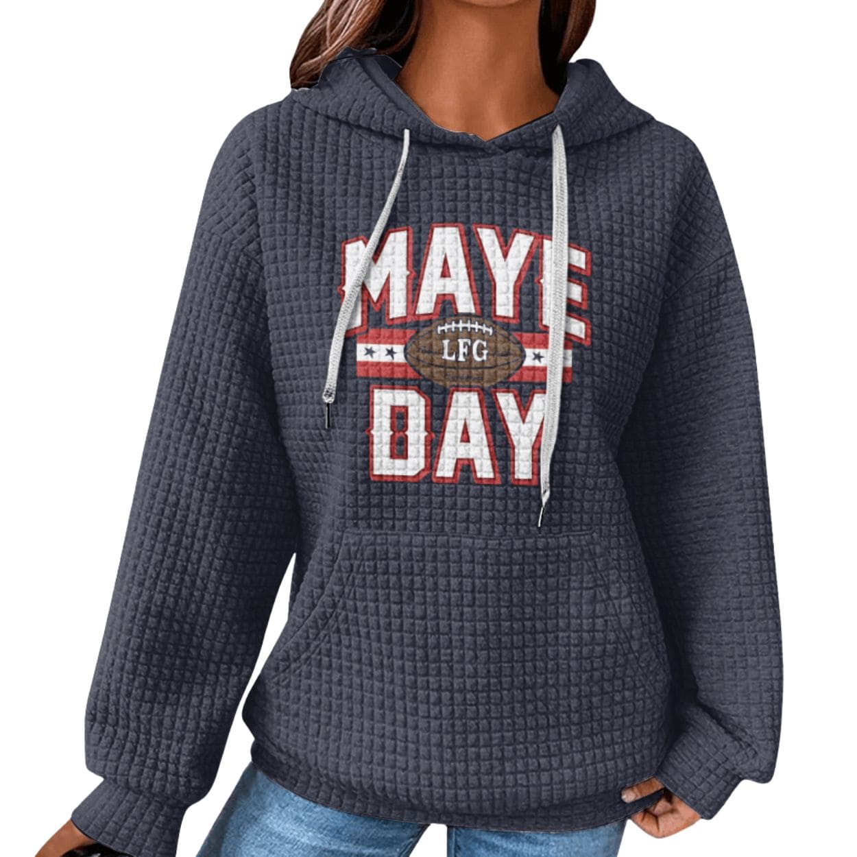 Patriots Drake Maye Maye Day Waffle Hoodie Patriots Drake Maye Maye Day Waffle Hoodie