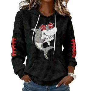 Ole Miss Football Print Waffle Fabric Hoodie 3 Ole Miss Football Print Waffle Fabric Hoodie 1